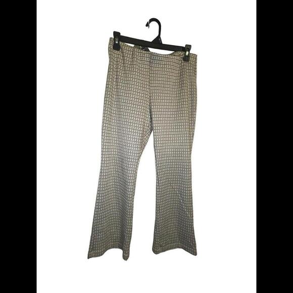 Women’s Altar’d State Plaid Slim Fit Pants Medium Tan And Blue Houndstooth - Picture 2 of 5